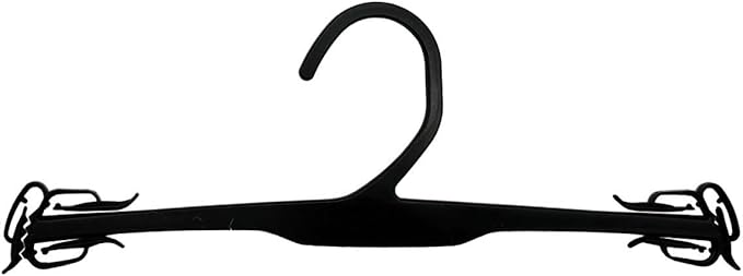NAHANCO Intimate Apparel Molded Hanger with Delicate Shoulder Clips - 10" Polystyrene, Black (Pack of 100)