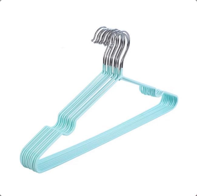 Closet Wire Coat Metal Hangers for Adults, Clothes Hanger for Cloth Non-Slip Dip Hangers, 10-Pack (Aqua Blue)