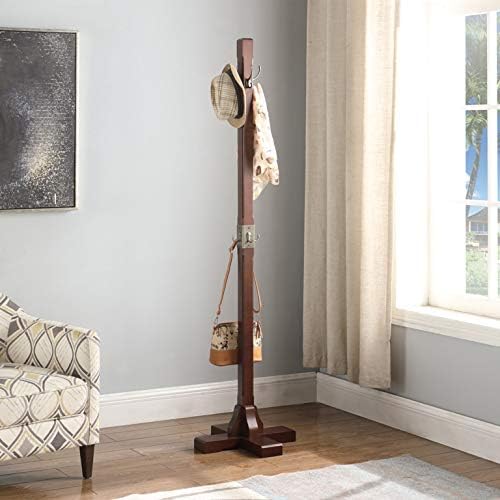 Proman Products Windsor Freestanding Wooden Coat Rack Stand with 12 Hanger Hooks for Clothes, Hats, Purses, Bags at Entryway, Bedroom, Living Room, Office, Mudroom, Walnut