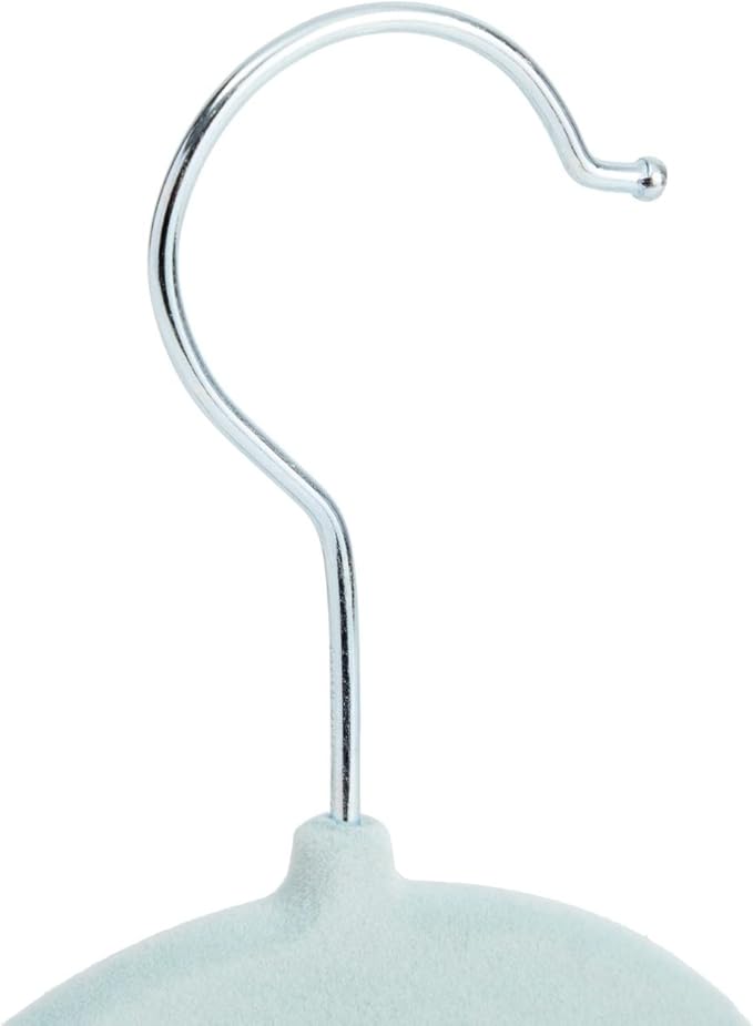 Juvale 24-Pack Light Blue Velvet Hangers - Kid Hangers with Clips - 360 Degree Swivel Hook & Space-Saving Design - 12 x 8 in, Light Blue