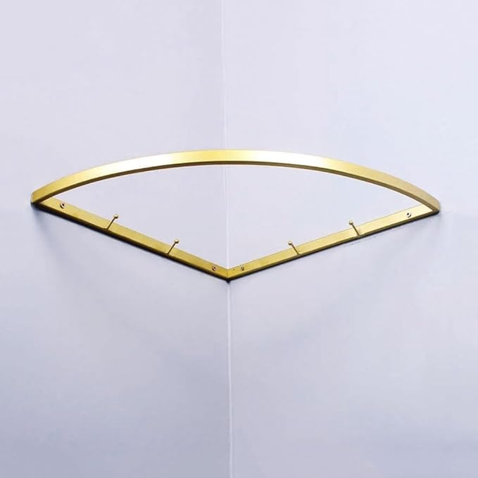 Corner Hanging Bar, Rack Iron Wall Mounted Right Angle Corner Clothing Rack, Industrial Pipe Garment,Multi-Purpose Hanging Rod, for Retail Display, Closet Storage(Gold)