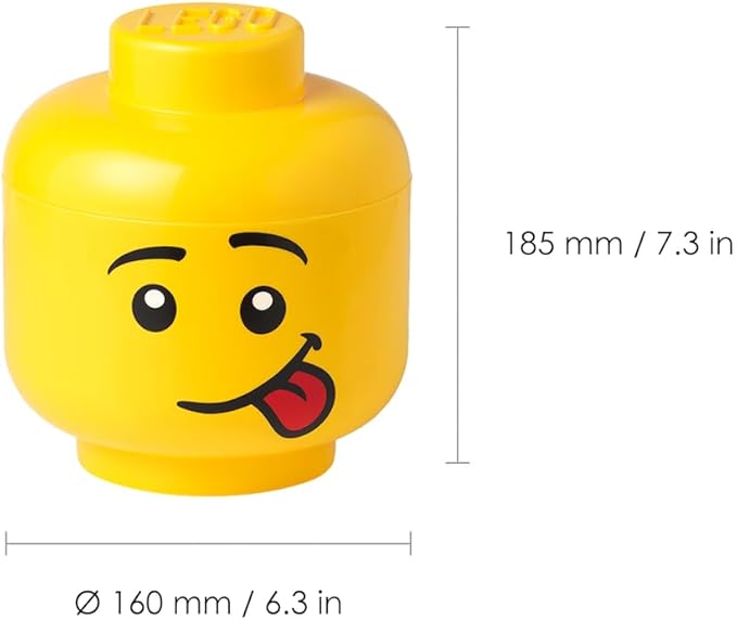 Room Copenhagen, Lego Storage Heads Stackable Storage Container - Buildable Organizational Bins for Kid’s Toys and Accessories - 6.30 x 6.30 x 7.28in - Small, Silly, Holds 250 Bricks