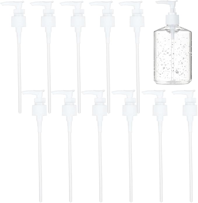 BENECREAT 12 Packs Plastic Replacement Pumps, 24-410 Thread/Neck Locking White Dispenser Replacement Pump Lotion Pumps for Soap, Lotion, Shampoo, Kitchen and Bathroom