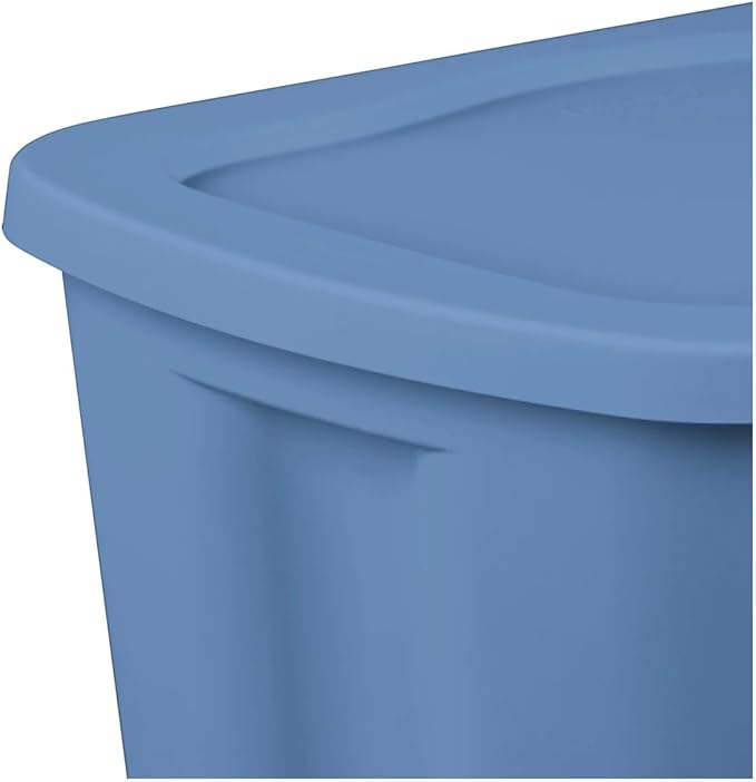 Large Storage Bin, 18 Gallon Plastic Storage Container with Snap-On Lid, Blue Moonlight Household Storage Box 8 Pack