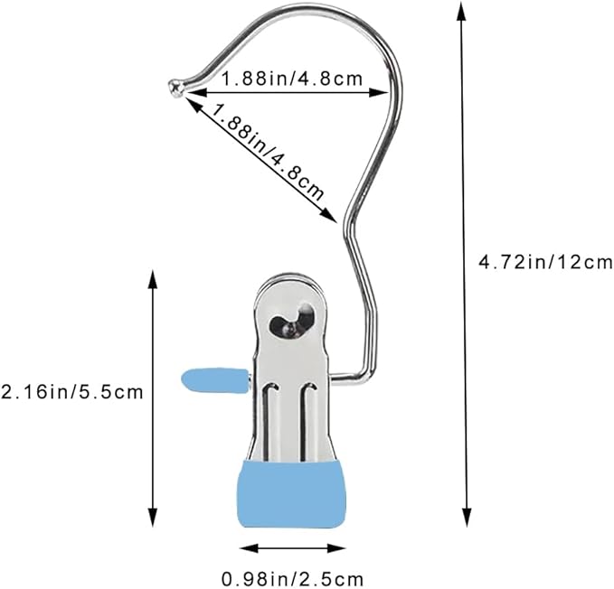 Hangers Clips,Stainless Multi Function Clip Hooks,Laundry Hanging Hooks Clips,Closet Hangers,Boot Clips， Hats Clips,Socks Clips,Pants Clips, Bras Clips (50, Blue)