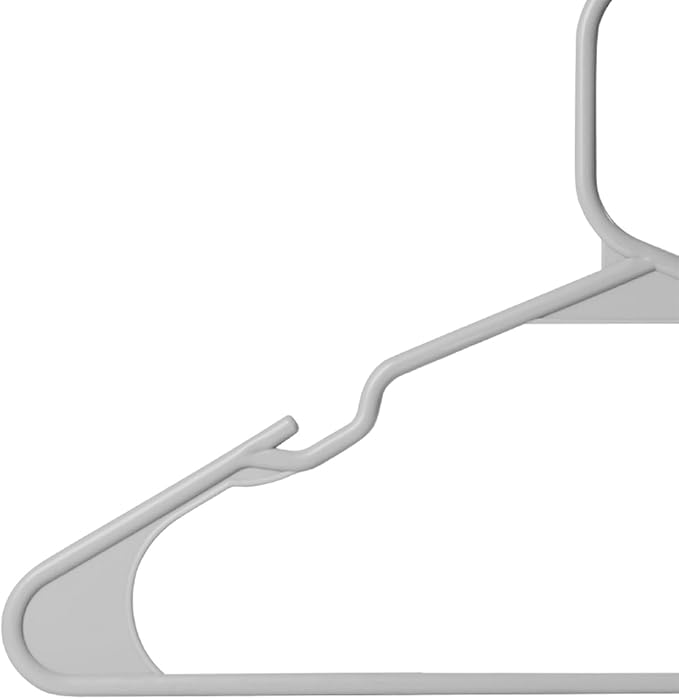 Plastic Hangers - 50 Pack,Durable Space Saving Hangers for Everyday Use and Dorm Room Essentials - Grey