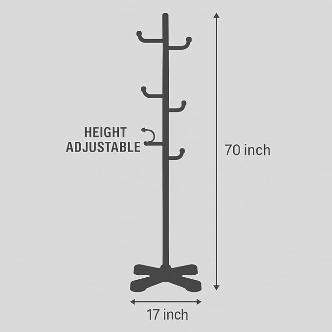 PRINCE HANGER Freestanding Coat Rack for Entryway — Heavy Duty Modern Clothes Rack with 6 Rotating Hooks, Space-Saving Single Pole Design (White, PHUS-3001)