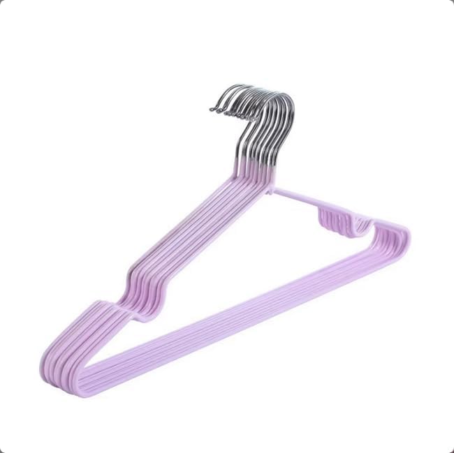 Closet Wire Coat Metal Hangers for Adults, Clothes Hanger for Cloth Non-Slip Dip Hangers, 10-Pack (Lavender)