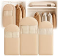 Space Saving Hanging Garment Bag with Self Compression Zipper, Suit Cover Bags, Heavy Duty Jackets & Parkas Storage, Dust Cover, Closet Organizer for Storage (Beige,3PCS(M+L+XL))