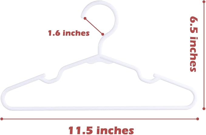 Baby Clothes Hangers 120 Pack, MJRASG White Plastic Kids Hangers 11.5" Space Saving Nonslip Toddler Hanger for Infant, Nursery, Newborn, Children, Slim Heavy Duty Hanger Bulk