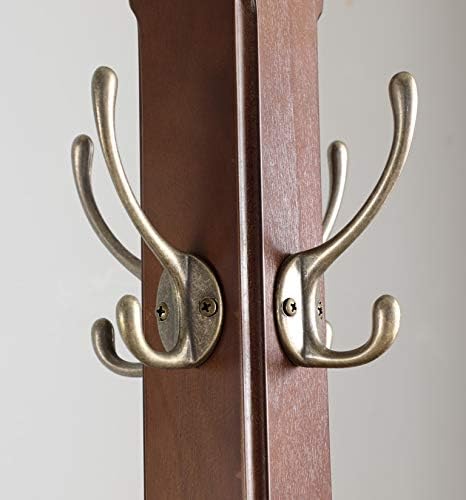 Proman Products Windsor Freestanding Wooden Coat Rack Stand with 12 Hanger Hooks for Clothes, Hats, Purses, Bags at Entryway, Bedroom, Living Room, Office, Mudroom, Walnut