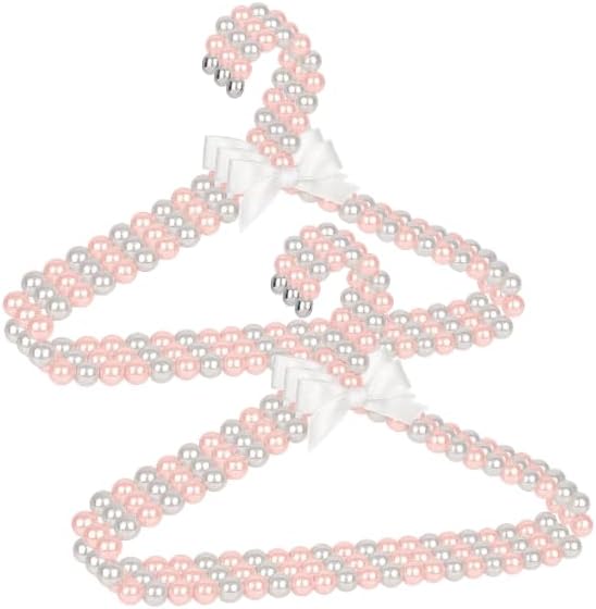 CONCEPTS 6pcs Pearl Hangers for Baby Girls & Women, Decorative Closet Hanger Set for Nursery, Wedding Dresses, Kids Clothing, Special Occasions, Photoshoots & Elegant Wardrobe Display - White & Pink