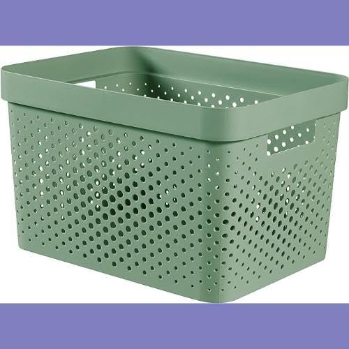 Curver | Infinity 17L Tray, Green, 35.5 x 26.2 x 21.9 cm, Recycled Plastic