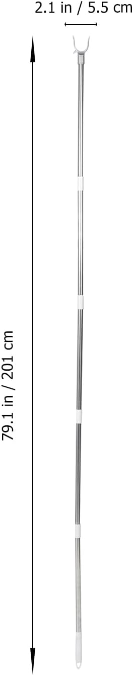 DOITOOL Adjustable 78inch Long Plastic Clothes Hanger Pole with Hook, White, 1 Piece