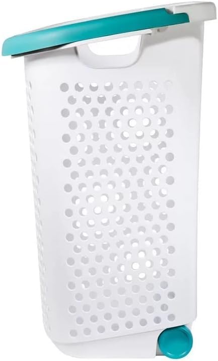 70.52 Liter Rolling Laundry Basket, Heavt-Duty Plastic Wheeled Design Clothes Laundry Hamper with Pop-Up Wide Handle, Large Capacity for Families, Dormitories, Laundry Rooms, 15.47 "W x 20.11"D x 25"H