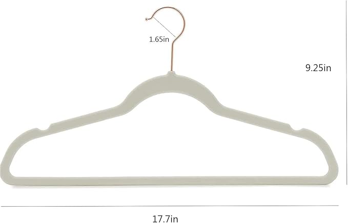 Premium Velvet Clothes Hangers, Heavy Duty Study Black Hangers for Coats, Suit & Dress - Non Slip Clothes Hanger Set (100, Lvory/Rose Gold)