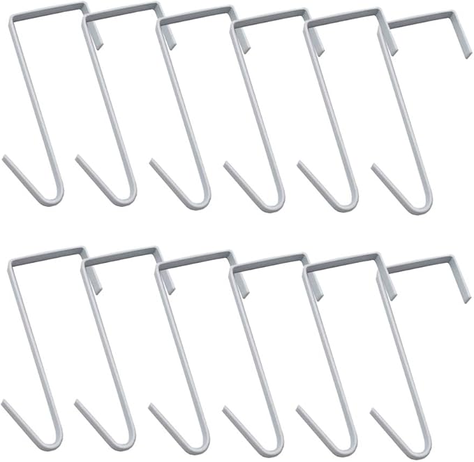 OJYUDD 12 Pack White Smart Over The Door Hook,2 Side Metal Z Hooks,S Hooks for Hanging Coats,Bags,Towels for Bathroom,Kitchen,Office