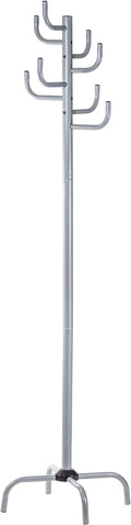 Freestanding Coat Rack – Metal Gray Hat and Coat Stand with 8 Hooks, Heavy-Duty Steel, 72" Tall Entryway Organizer for Home or Office by HAOG
