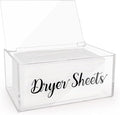 Acrylic Dryer Sheet Dispenser with Hinged Lid, Clear Rustic Farmhouse Style Dryer Sheet Container Storage Box for Laundry Room Organization, Laundry Softener Dispenser, Home Laundry Room Decorations