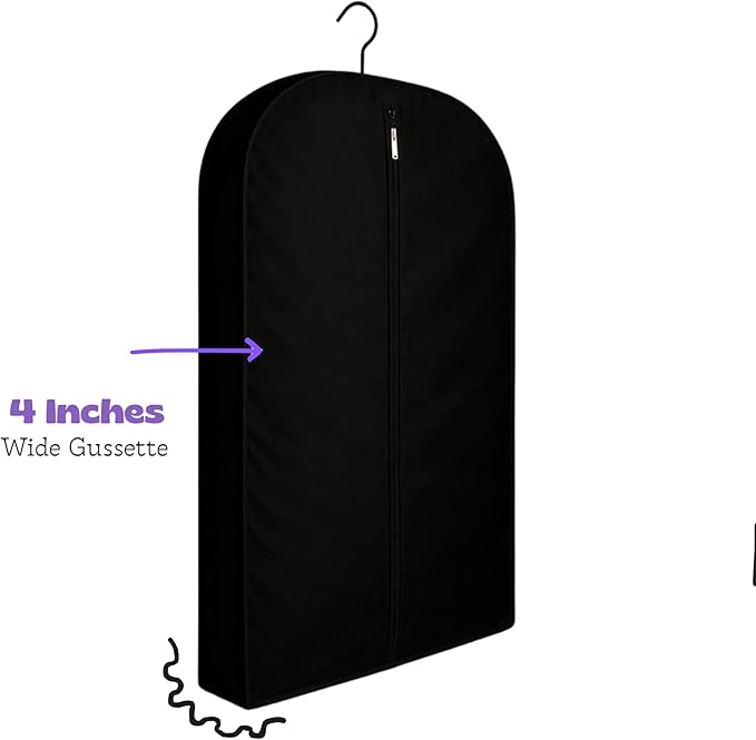 Cotton Garment Protector Bag Cover - Dust Free Cloth Hanging, Wardrobe storage for Dresses and Suits (with Zipper (24" x 42"))