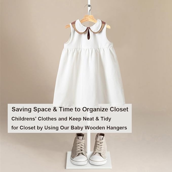 Natural 12.7" Ultra-Thin Wooden Children Closet Clothes Hangers 24PCS Wood Baby Kids Coat Hangers for Infant Toddler Newborn Jumpsuit Pants Skirts Jeans Space Saving Heavy Duty Durable Hangers