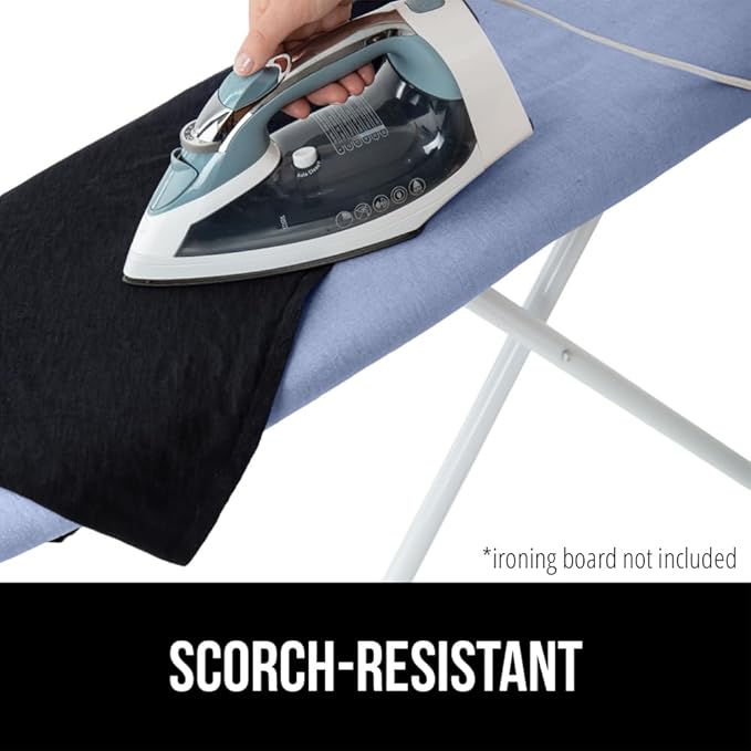 GORILLA GRIP The Original Ironing Board Cover and Pad, Silicone Coating, Thick Scorch Resistant Padding, Heavy Duty Iron Covers Standard Boards, Hook and Loop Fastener Strap, Blue, 18x49