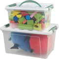 Jekiyo Clear Latching Box, Plastic Storage Bin, 2 Packs(6 Quart&14 Quart)