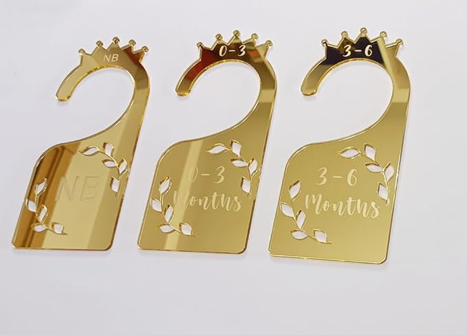 Baby Closet Dividers,Set of 7 Acrylic Mirror Baby Clothes Organizers for Wardrobe Closet Home Nursery from Newborn to 24 Months (Gold Mirror, Model 1)
