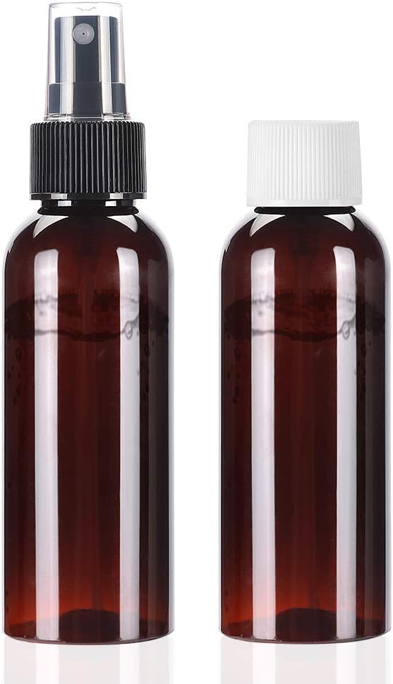 Fine Mist Spray Bottle 3.4oz/100ml Clear Travel Bottles Leak Proof for Makeup Cosmetic Containers (BROWN)