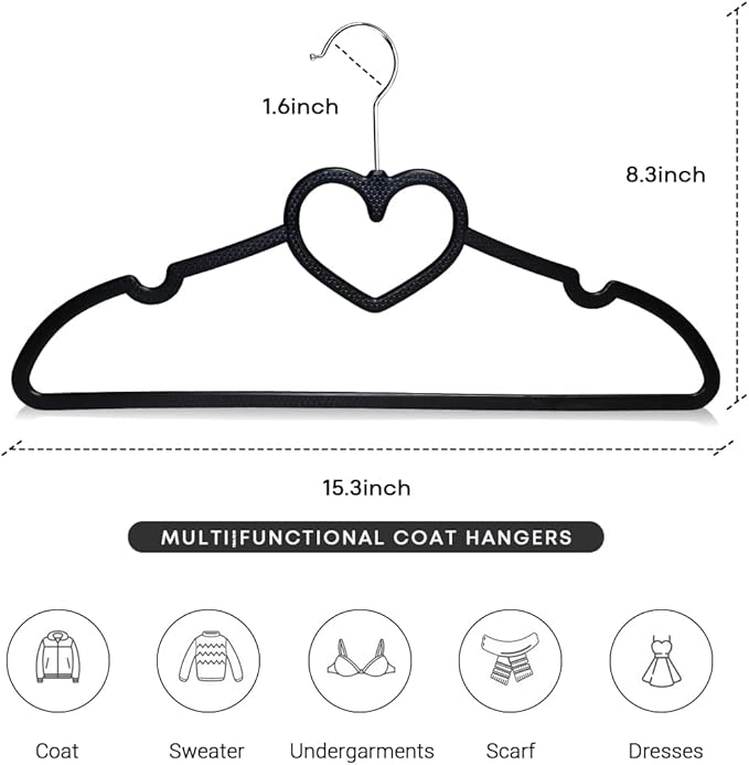 Plastic Hangers 20 Pack, Black Slim Hangers Clothes Hangers Ultra Thin Space Saving- Cute Hangers with 360 Degree Swivel Hook-Strong Adult Hangers for Dress,Shirts, Coat