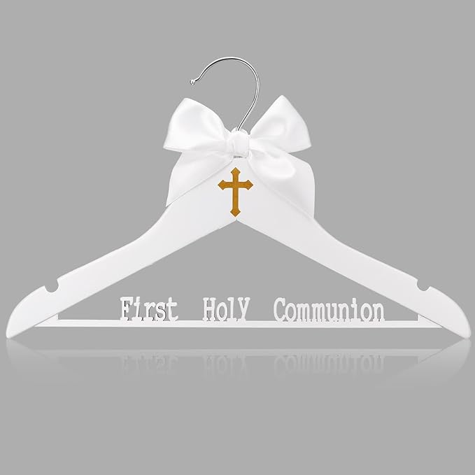 First Holy Communion Hanger First Communion Gift White Bow Dress Hanger 1st Holy Eucharist Party Favors Cross Gift Holiday Ceremony Decoration