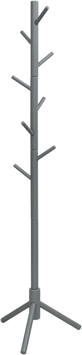 Tangkula Coat Rack Freestanding, Rubber Wood Coat Stand with 8 Hooks, Height Adjustable Entryway Coat Tree Coat Hanger Stand for Home Office Hall Entryway