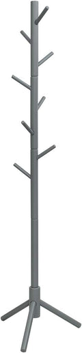 Tangkula Coat Rack Freestanding, Rubber Wood Coat Stand with 8 Hooks, Height Adjustable Entryway Coat Tree Coat Hanger Stand for Home Office Hall Entryway