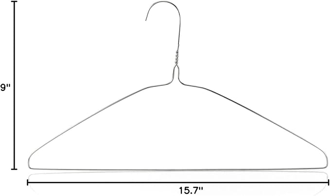HANGERWORLD Silver Metal Wire Clothes Hangers 16inch 13 Gauge Clothes Garment Coat Hanger (20 Pack)