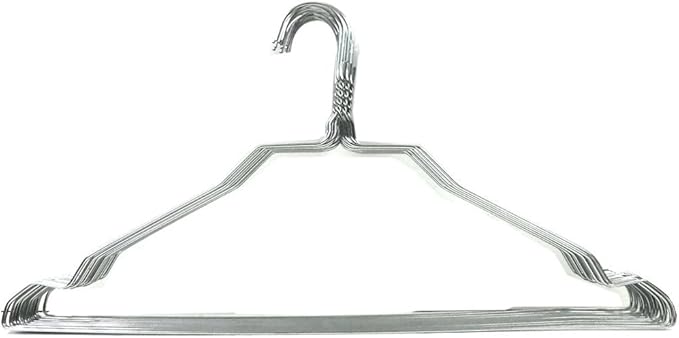 10 Pack Steel Metal Wire Hangers Adult Coat Clothes Hangers - 13 Gage Thickness Silver Color Galvanized Metal Wire Hanger