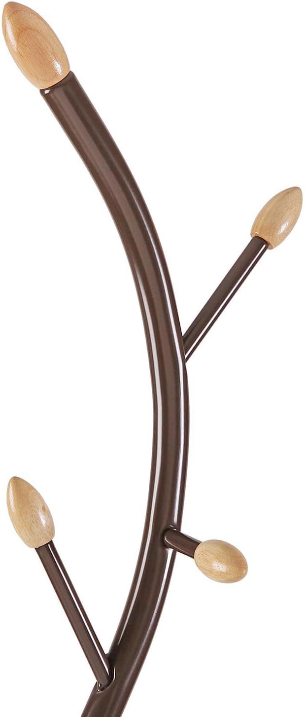 Versa Swindon Minimalist Style Floor Coat Rack, with 9 Hooks or Hangers for Clothes or Bags for the Hallway, Measurements (H x L x W) 180 x 30 x 30 cm, Metal, Bronze Color