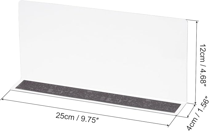 MECCANIXITY L Type Shelf Dividers, PVC Clear Closet Shelf Separator Organizer Clapboard for Cabinet Supermarket with Magnetic Strip 25 x 4 x 12cm Pack of 4