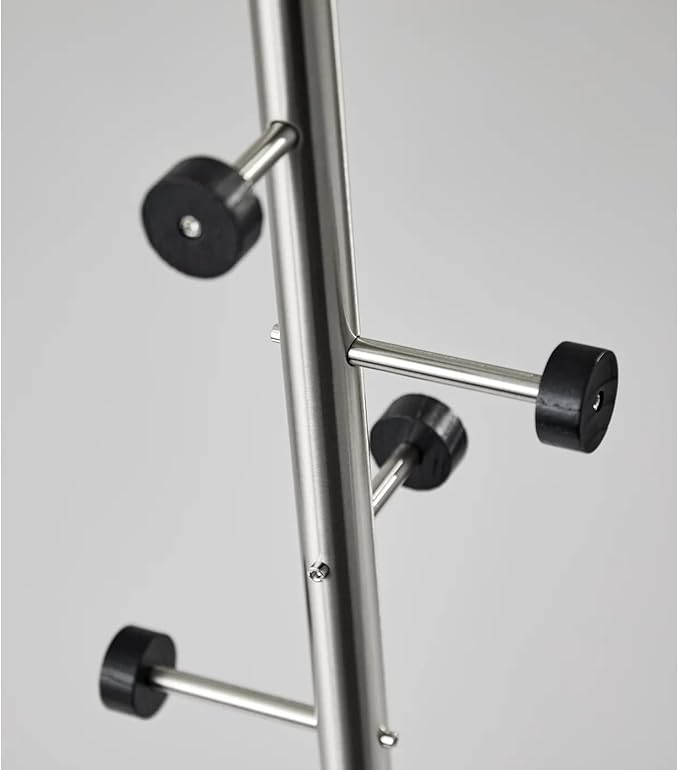 Adesso WK2030-22 Swizzle Coat Rack, Brushed Steel
