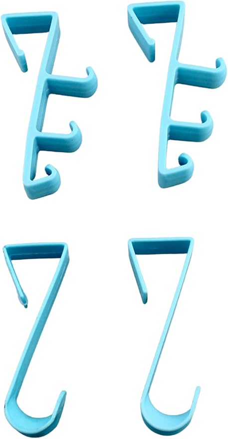 Over The Door Hooks Hangers - 4 Pack Blue Plastic Valet Set for Coats, Towels, Clothes, Bathrobes, Hats, Pocketbooks, and Shirts - Durable Rust-Proof Laundry Hanger and Closet Organizer