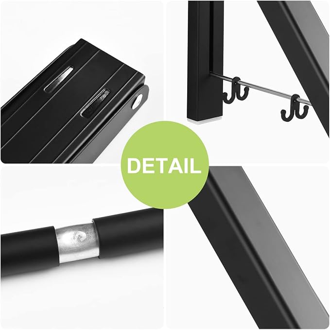 Wall Mounted Clothes Rack Retractable Hanger Space Saving Heavy Duty Wardrobe Hooks for Bathroom Balcony Aluminum, Black, 2-Pack
