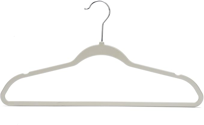 Quality Hangers Multi Pack Slim Plastic Hangers for Clothes - Sturdy Non-Velvet Pink Hangers with 360° Swivel Chrome Hook & Notches - Versatile for Coats Shirts Dresses (50, Ivory, 17.7" inch)
