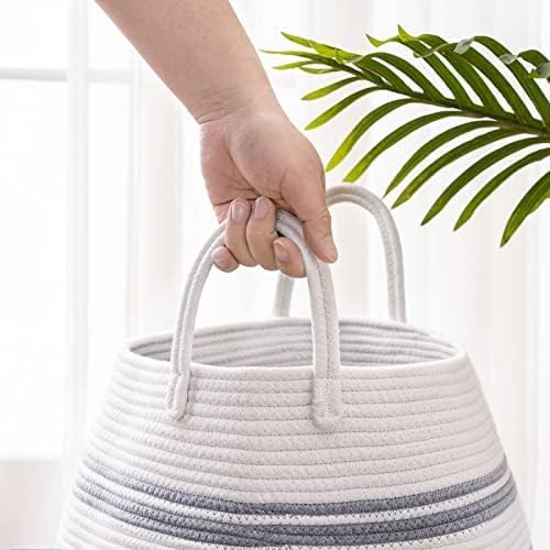 105L Extra Large Laundry Hamper Basket by Fiona's magic, Woven Tall Clothes Hamper for Storage Blanket, Toys and Dirty Cothes in Bedroom and Living Room Organizer, Grey