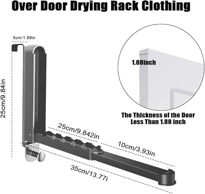 Over The Door Hanger Hooks for Clothes Small Portable Storage Hooks, Over The Door Clothes Drying Rack for Laundry Heavy Duty Foldable Clothes Organizer Coat Towels Hanging Rack