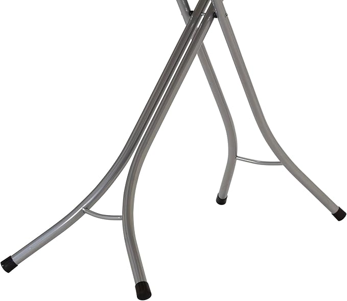 Household Essentials Wide Top Ironing Board, 4-Legs, Steel Top Ironing Board with Fixed Iron Rest, Fiber Pad, Scorch and Stain Resistant, Silver Frame and Silicone-Coated Cotton Cover