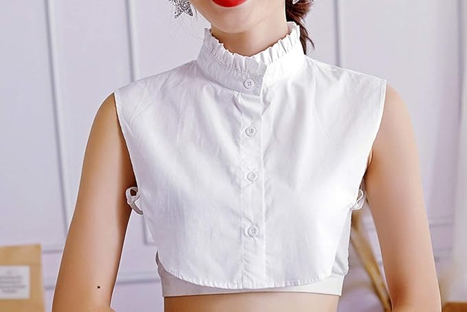 YAKEF Lady Half-Shirt Blouse Detachable Lace Chiffon Fake Collars Dicky Collar Faux Collar