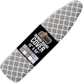 GORILLA GRIP The Original Ironing Board Cover and Pad, Silicone Coating, Thick Scorch Resistant Padding, Heavy Duty Iron Covers Standard Boards, Hook and Loop Fastener Strap, Quatrefoil Gray, 15x54