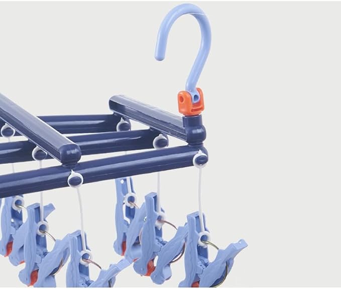 Clothes Drying Hanger, Underwear Hanger Foldable Clip Hangers Clothes Drying Rack Plastic Laundry Clip Drip Drying Hanger for Socks Bras (14 Clips)