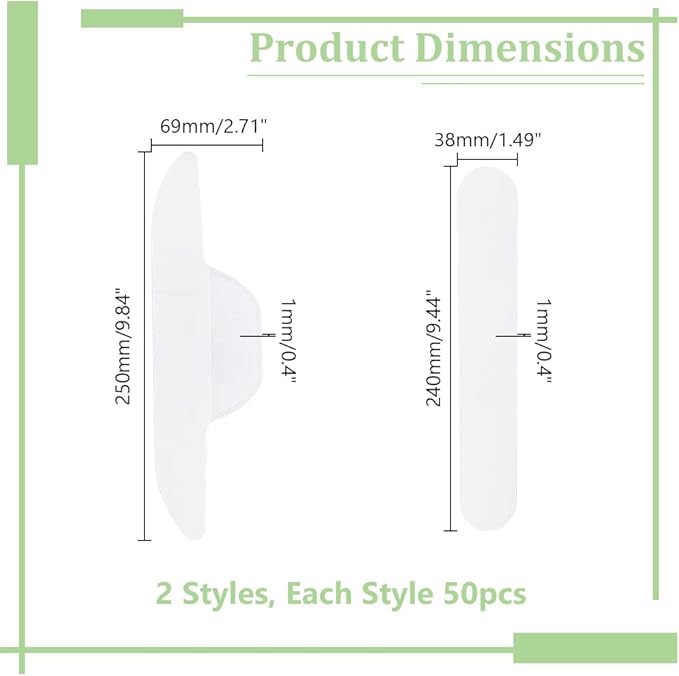 100PCS 2 Styles Disposable Collar Protector Shirt Neck Liner Hat Sweat Liners Protection Collar Protectors Sweat Absorbent Liner Pads for Hat Shirt Neck Liners Armpit Tape Collars Protector