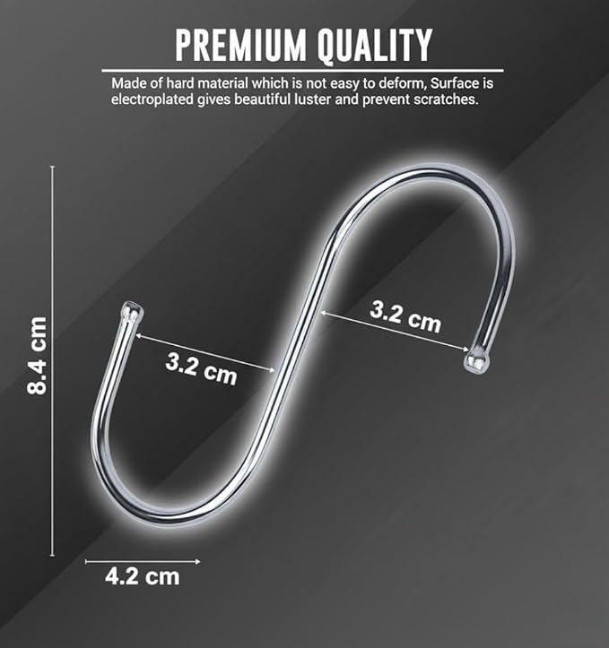 WHITECLOUDZ 30-Pack Silver S Hooks for Hanging Plants, Stainless Steel S hooks for hanging heavy-duty, Closet Hooks for Hangings Clothes, Durable kitchen hooks for hangin Utensils, Pots, Clothes & Bag
