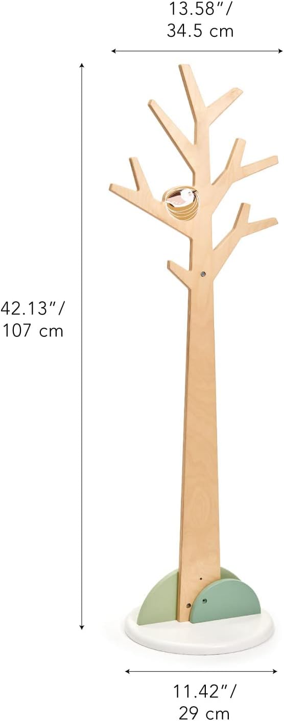 Tender Leaf Toys - Forest Coat Stand For Kids Room - High-Grade Wooden Tree Coat Rack Stand For Kids Clothing - Super Easy Assembly